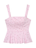 Women's Striped Printed Waist Cinching Ruffle Spaghetti Strap Sleeveless Backless Corset