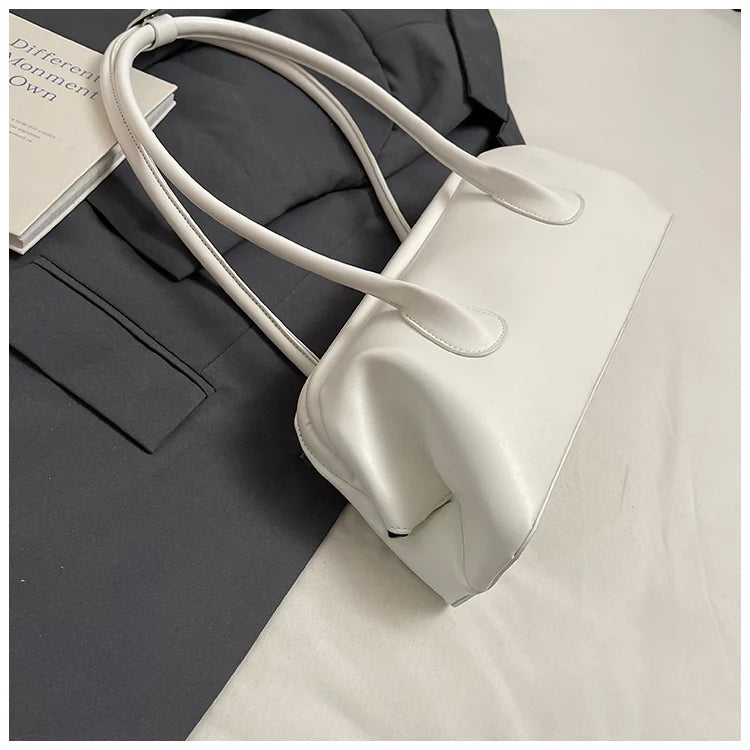 Underarm Bag Solid Color PU Shoulder Handbag