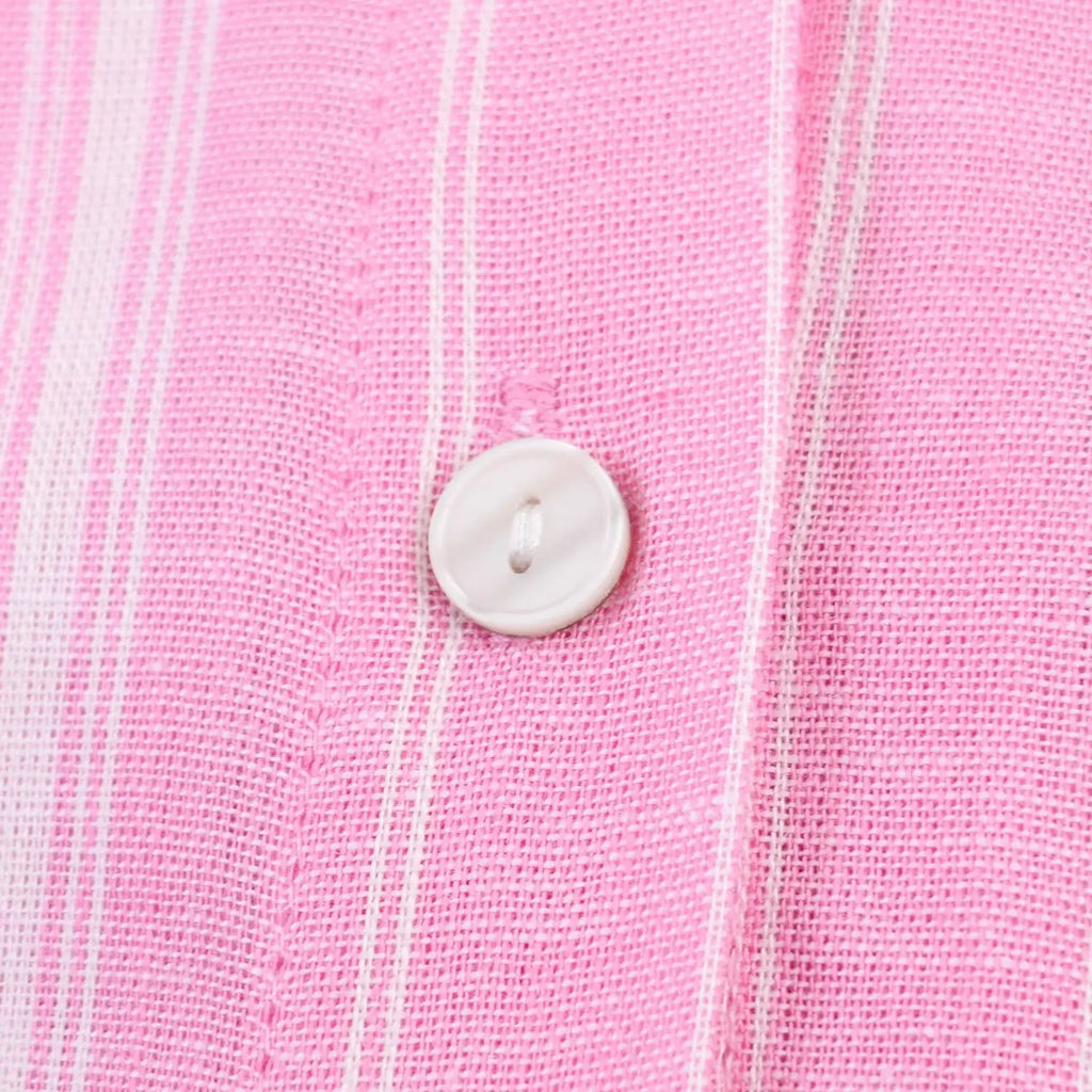 Pink Stripe Shirt Set With Pleated Long Skirt Elegant Two Piece Suit