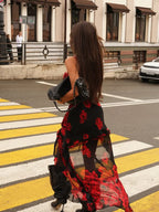 Strapless Sleeveless Slim Sheath Dress With Bold Print
