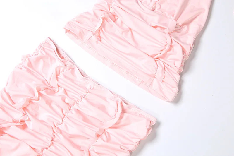 V Neck Halter Crop Top Two Piece Set With Sleek Fitted Pants