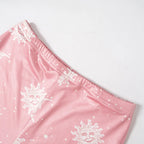 Vibrant Pink Patchwork Flared Pants With Elastic Waist And Wide Leg Streetwear Abstract Print