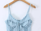 Sleek Backless V Neck Bow Crop Camisole Top