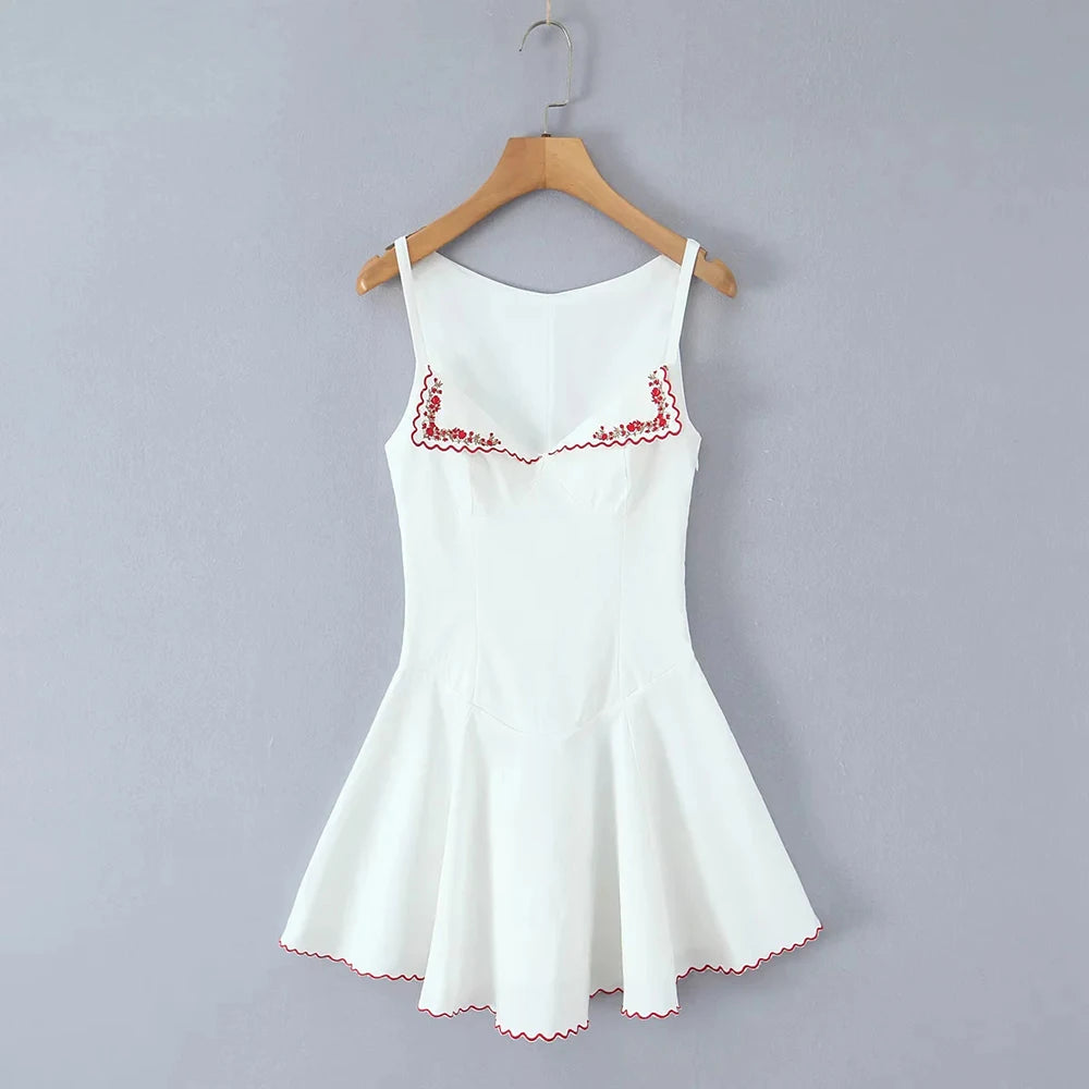 Minimalist Square Neck Sleeveless Mini Dress With High Waist