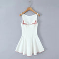 Minimalist Square Neck Sleeveless Mini Dress With High Waist