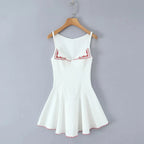 Minimalist Square Neck Sleeveless Mini Dress With High Waist