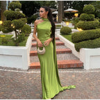 Sexy Satin Ribbon Backless Halter Dress For Elegant Evening Gown