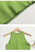 Knit Bandage Mini Dress For Women Sleeveless O-Neck Bodycon