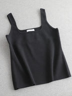 White Knit Tank With U Neck Sleeveless Summer Tee Vintage