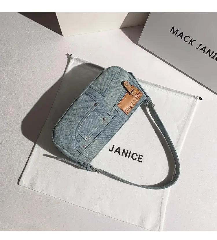 Denim Square Bag For Women Casual Chic Shoulder Messenger Purse With Modern Flair