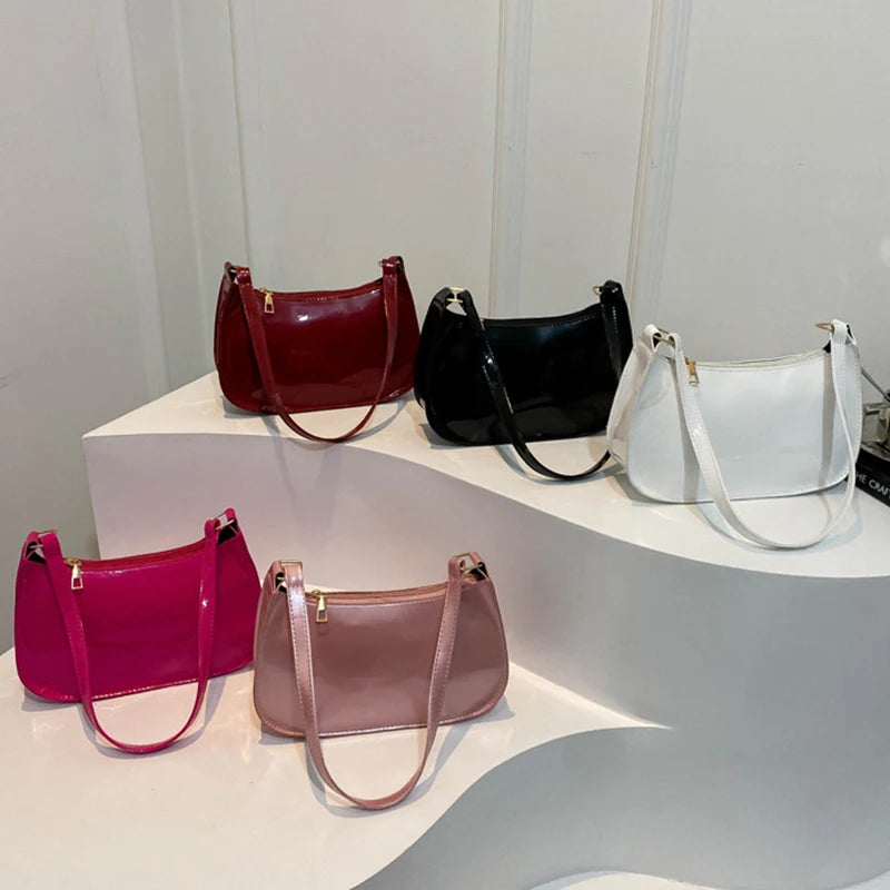 Retro Solid PU Leather Shoulder Bag For Women Chic Casual Hobo