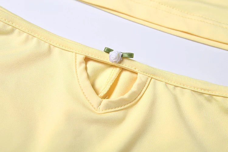 Two Piece Set With Hollow Camisole And Shorts