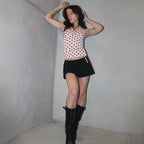 Polka Dot Off Shoulder Backless Camisole Tank Top