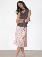 Romantic Patchwork Floral Mermaid Skirt For Women Knee Length Fashion Bottoms