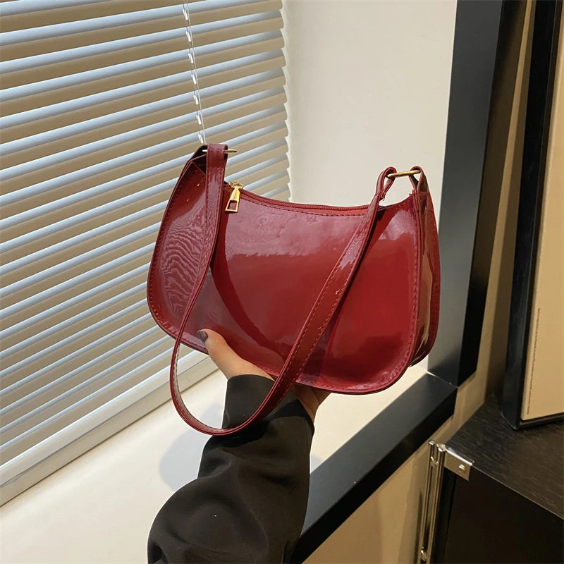 Retro Solid PU Leather Shoulder Bag For Women Chic Casual Hobo