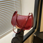 Retro Solid PU Leather Shoulder Bag For Women Chic Casual Hobo