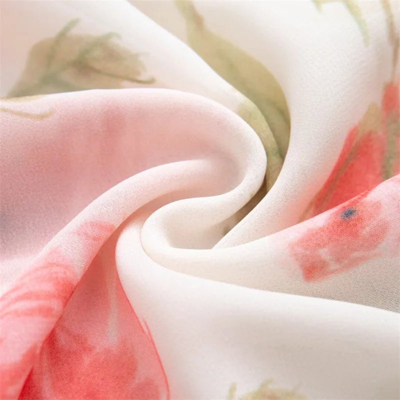 Rose Print Reverie Backless Fishtail Midi Dress With Tiered Ruffles And V Neck