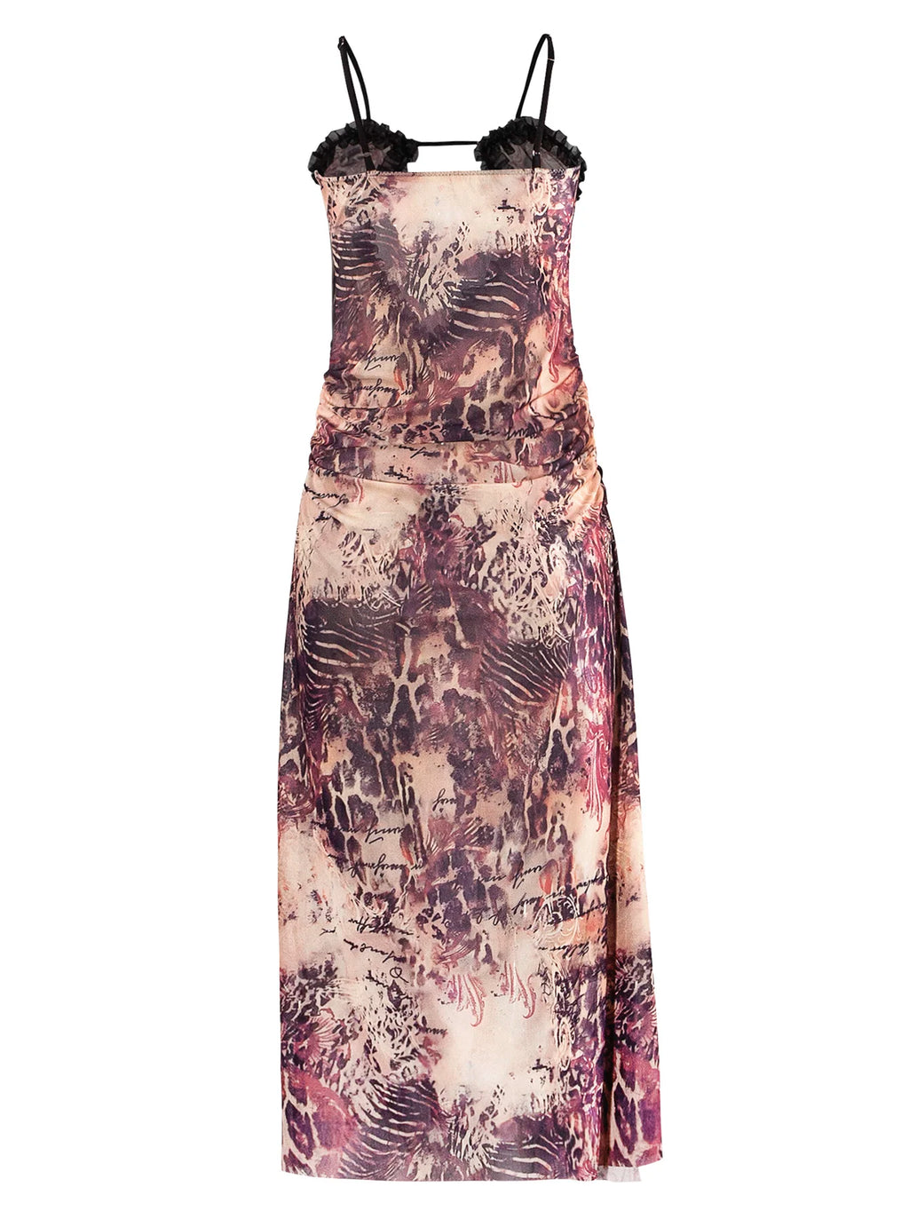 Sheer Mesh Maxi Dress With Lace Up Detail