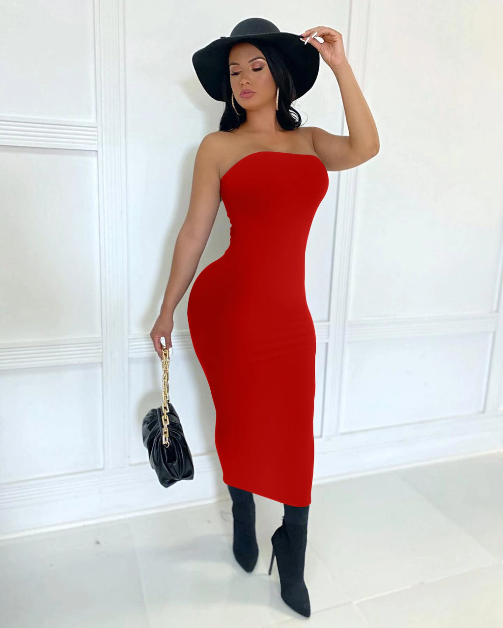 Women's Strapless Knit Maxi Beach Dress - Slim Fit Summer