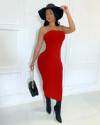 Women's Strapless Knit Maxi Beach Dress - Slim Fit Summer