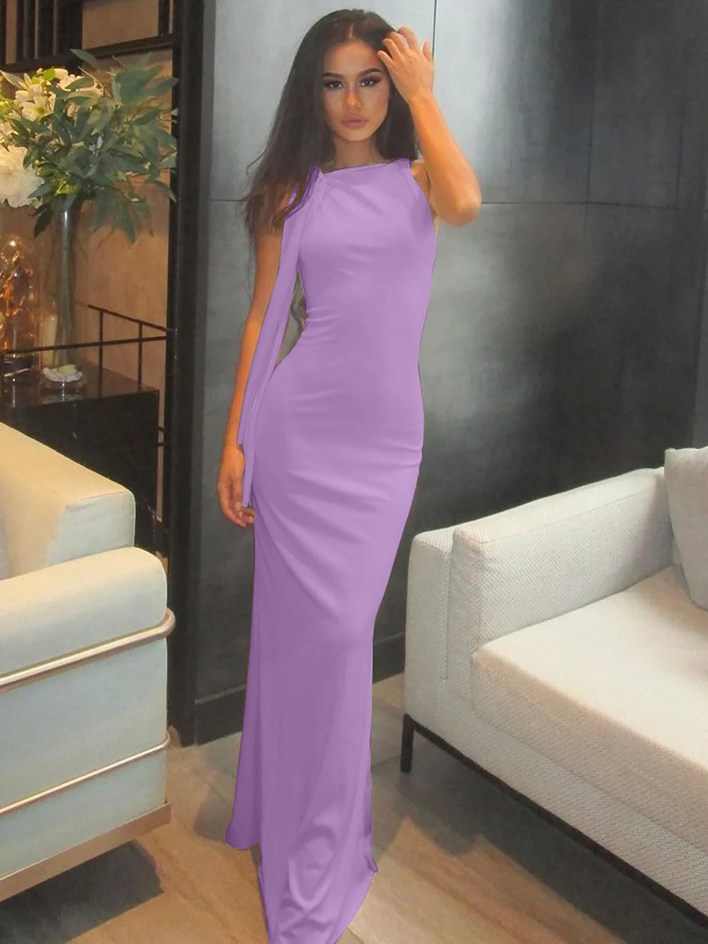 Sleeveless Bodycon Maxi Dress - Patchwork O-Neck