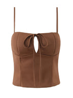 Vintage Square Collar Hollow Out Sleeeveless Cropped Top