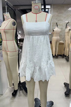 Floral Tie Shoulder Babydoll Mini Dress With Ruffles Boho Sundress