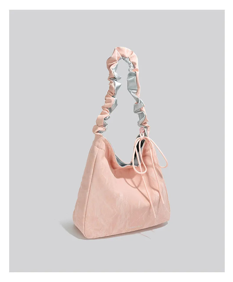 Pastel Ruched Strap Shoulder Bag