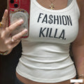 Letter Print Sleeveless Vest For Women Harajuku Grunge Y2K Lightweight Knit Layering Essential Chic Streetwear Vibe