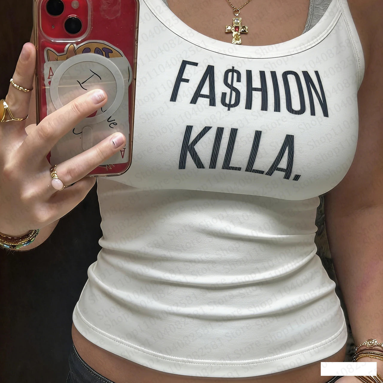 Letter Print Sleeveless Vest For Women Harajuku Grunge Y2K Lightweight Knit Layering Essential Chic Streetwear Vibe
