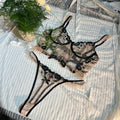 Clashing Floral Embroidered Lingerie Set With Push Up Bra And Matching Panty