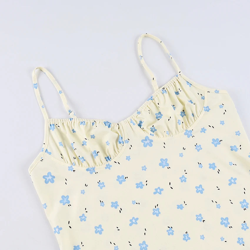 Sexy Mini Print Spaghetti Strap Backless Nightgown