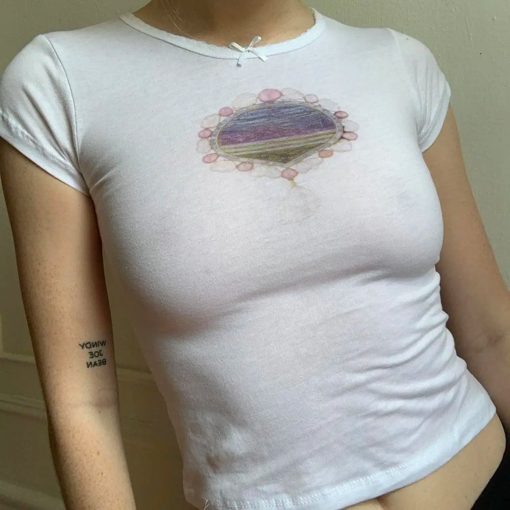 Y2K Grunge Crop Top Tee Gothic Print Streetwear Vintage Harajuku Punk Style