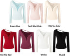 Lace Splice Long Sleeve Vneck Top For Night Out Chic