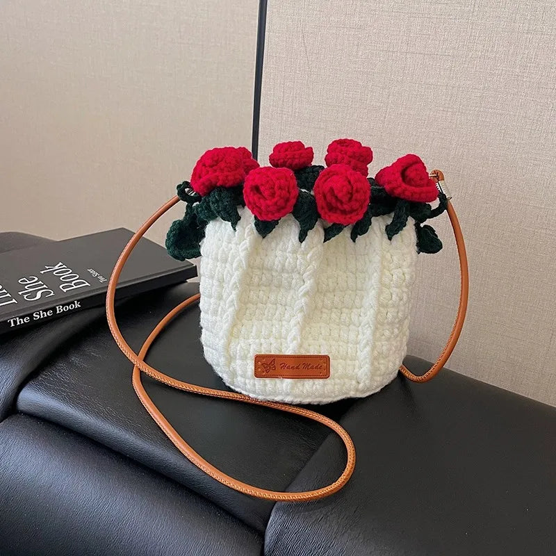 String Bucket Bag For Women Lightweight Crossbody Versatile Hollowout Design