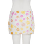 Colorful Floral Sequin Mini Skirt Low Waist Bodycon