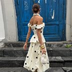 Fashion Women's Lady Suit Halter A-line Tops Bud Loose Skirt Polka Dot Set