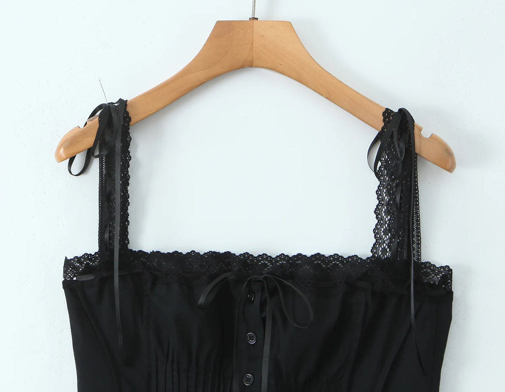 Golden Lace Ribbon Bow Corset Crop Top