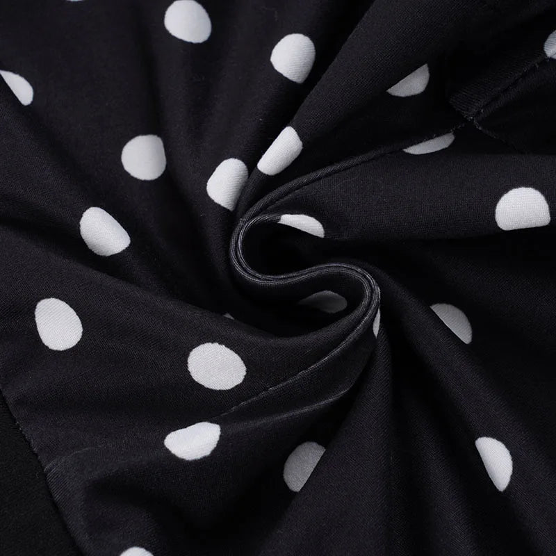 Cute Black Polka Dot Halter Two-piece Set Sexy Beachwear For Summer