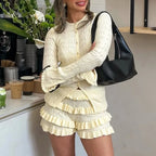Cozy Rib Knit Pajama Set Two Piece Lounge Ensemble With Button Top And Shorts