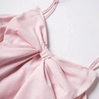 Chic Cinched-Waist Three-Layer Ruffle Bow Suspender Dress