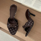 Silk Polka Dot Butterfly Knot Heels