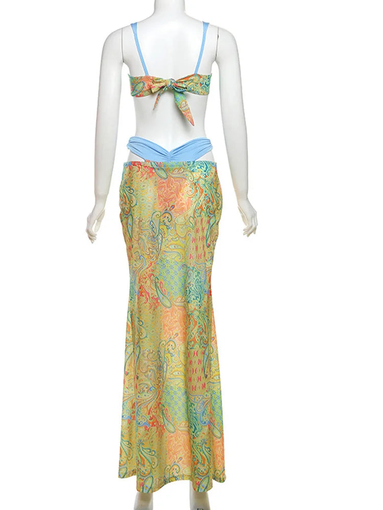 Goddess Skirt Set With Crop Top