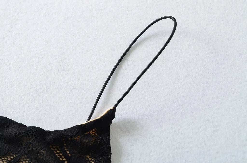 Sexy Lace See Through Bodysuit With Lining Elastic Spaghetti Straps Slim Fit