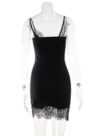 Lace Patchwork Camisole Dress With Sheer Detailing