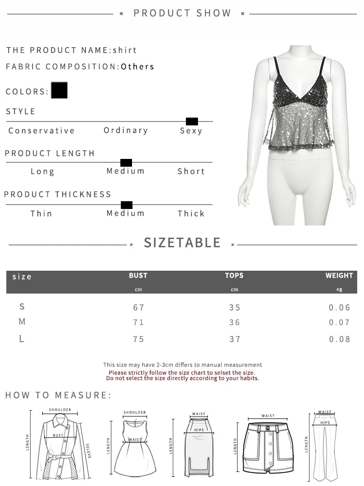 Sequined Patchwork Mesh Camisole With V-Neck Backless