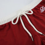Embroidery Letter Contrast Set With Backless Camisole Top And Drawstring Elastic Shorts