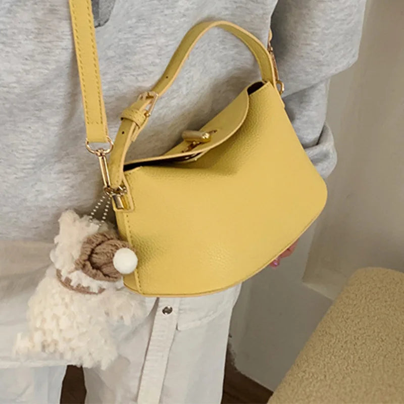 Soft Leather Bucket With Gold Button Tassel Luxe Everyday Shoulder Satchel For Women