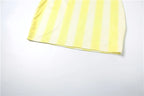 Striped Spaghetti Strap Dress With Pleated Backless Mini Bodycon