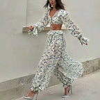 Breezy Ruffle Set With Lightweight Top And Flowing Trousers Casual Style